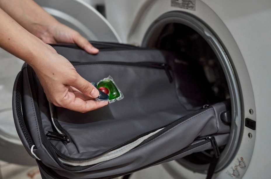Pre-clean: empty pockets, brush off dirt, and treat stubborn stains safely