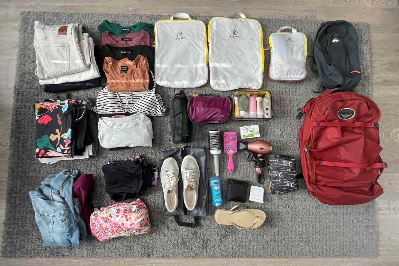 Chargers, cables and pouch layout