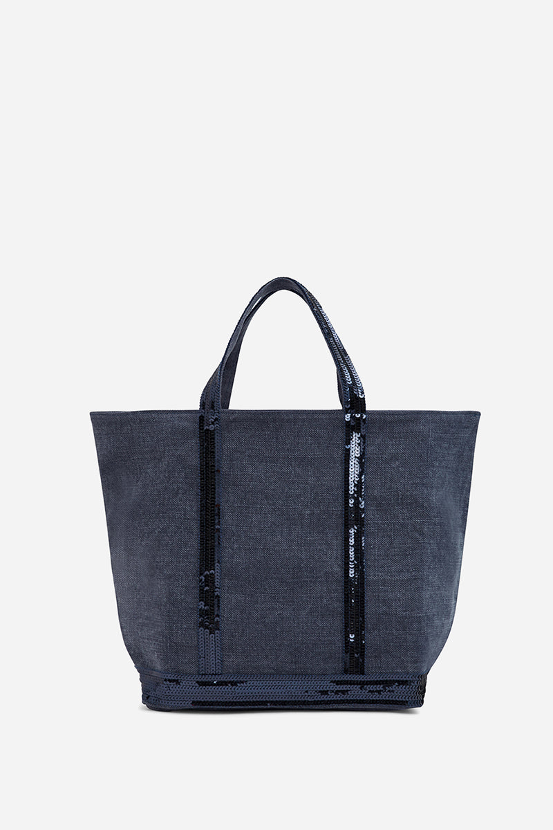Chic Embellished Linen Tote Bag