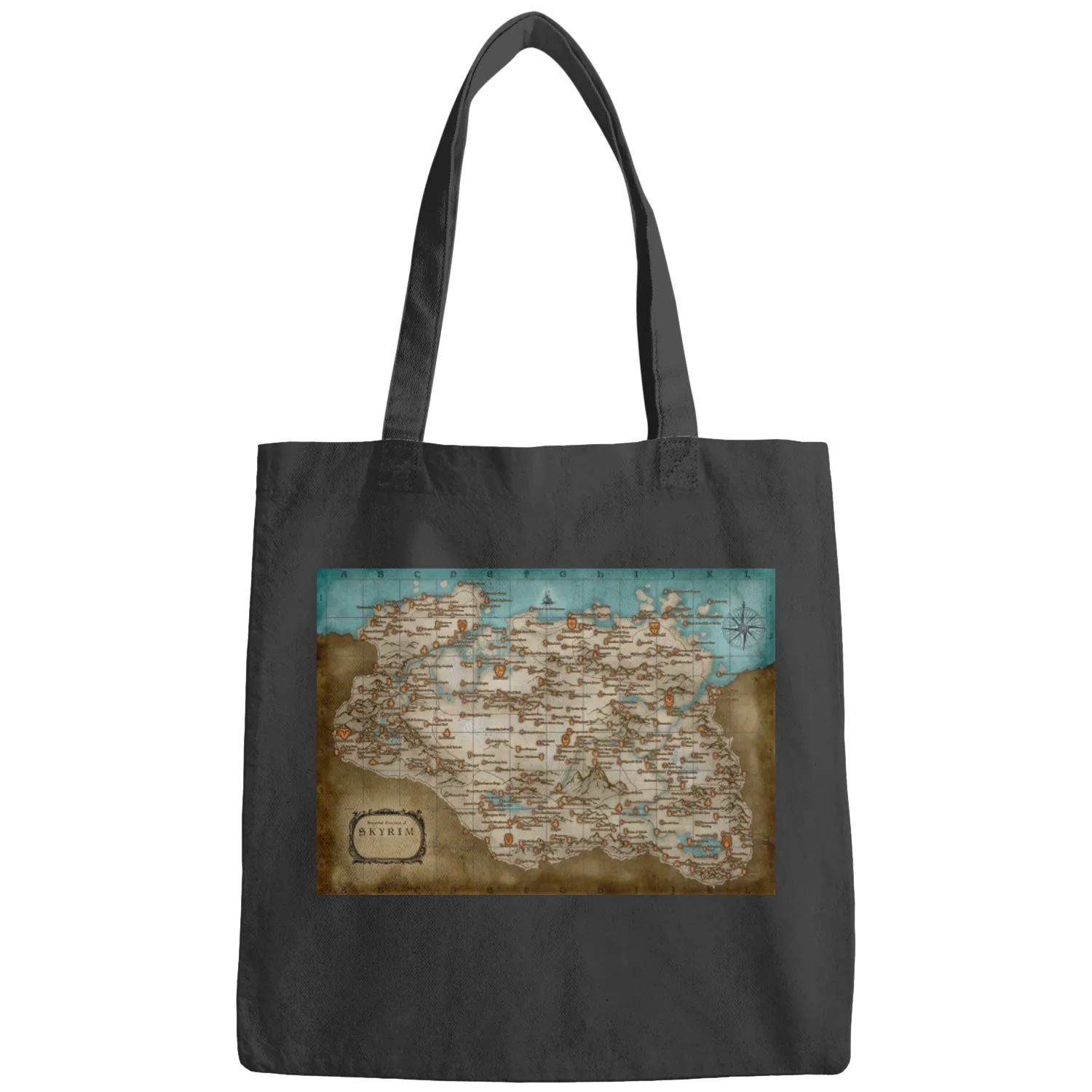 Skyrim Rustic Map Gaming Tote Bags